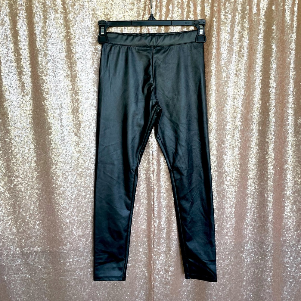 H&M girls faux leather leggings 8/9